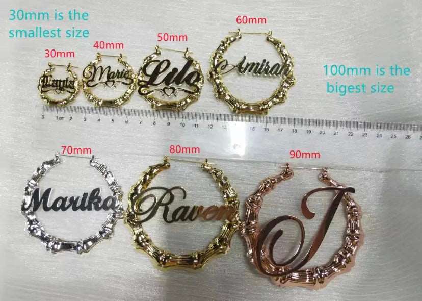 Name plate earrings